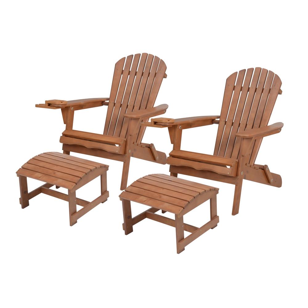 Foldable Adirondack Chair - Walnut - 35 x 32 x 28 in. - Ergonomic Design