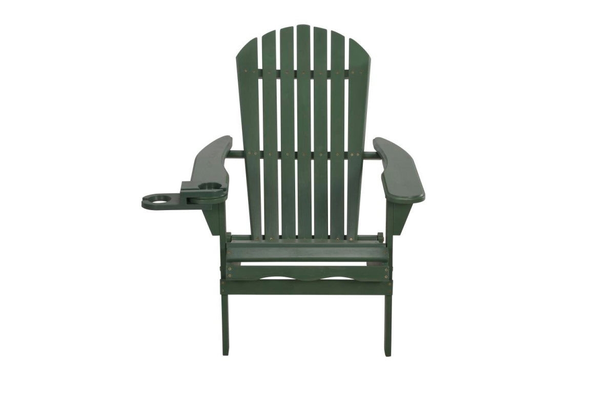 35 x 32 x 28 in. Foldable Adirondack Chair with Cup Holder, Green