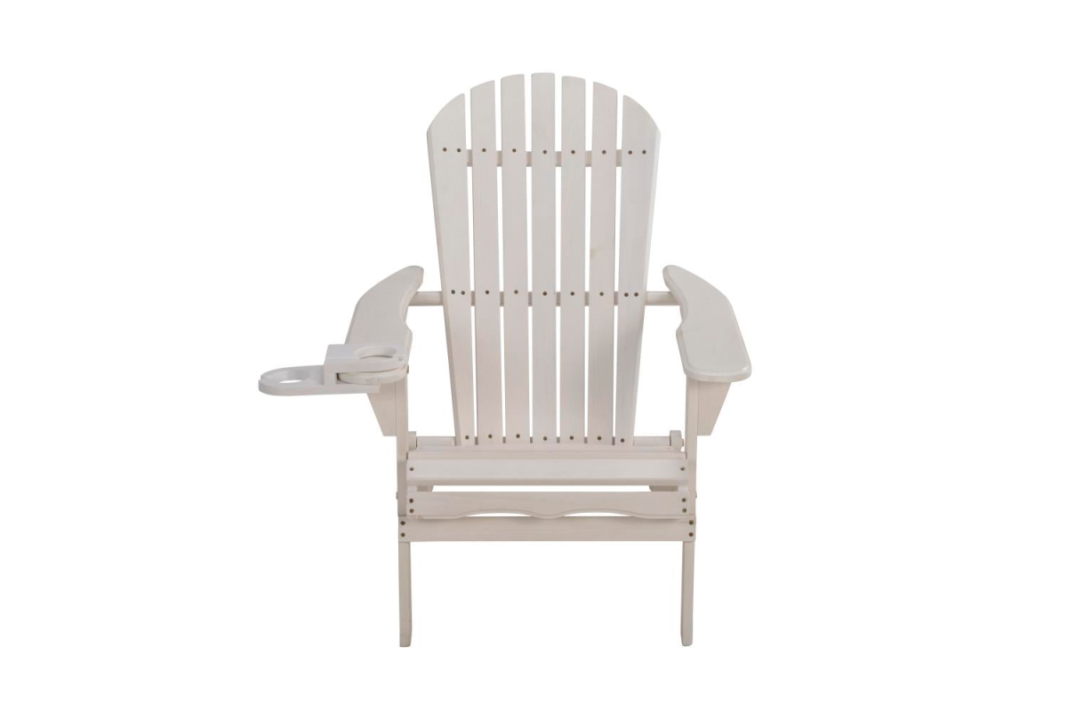 35 x 32 x 28 in. Foldable Adirondack Chair with Cup Holder, White