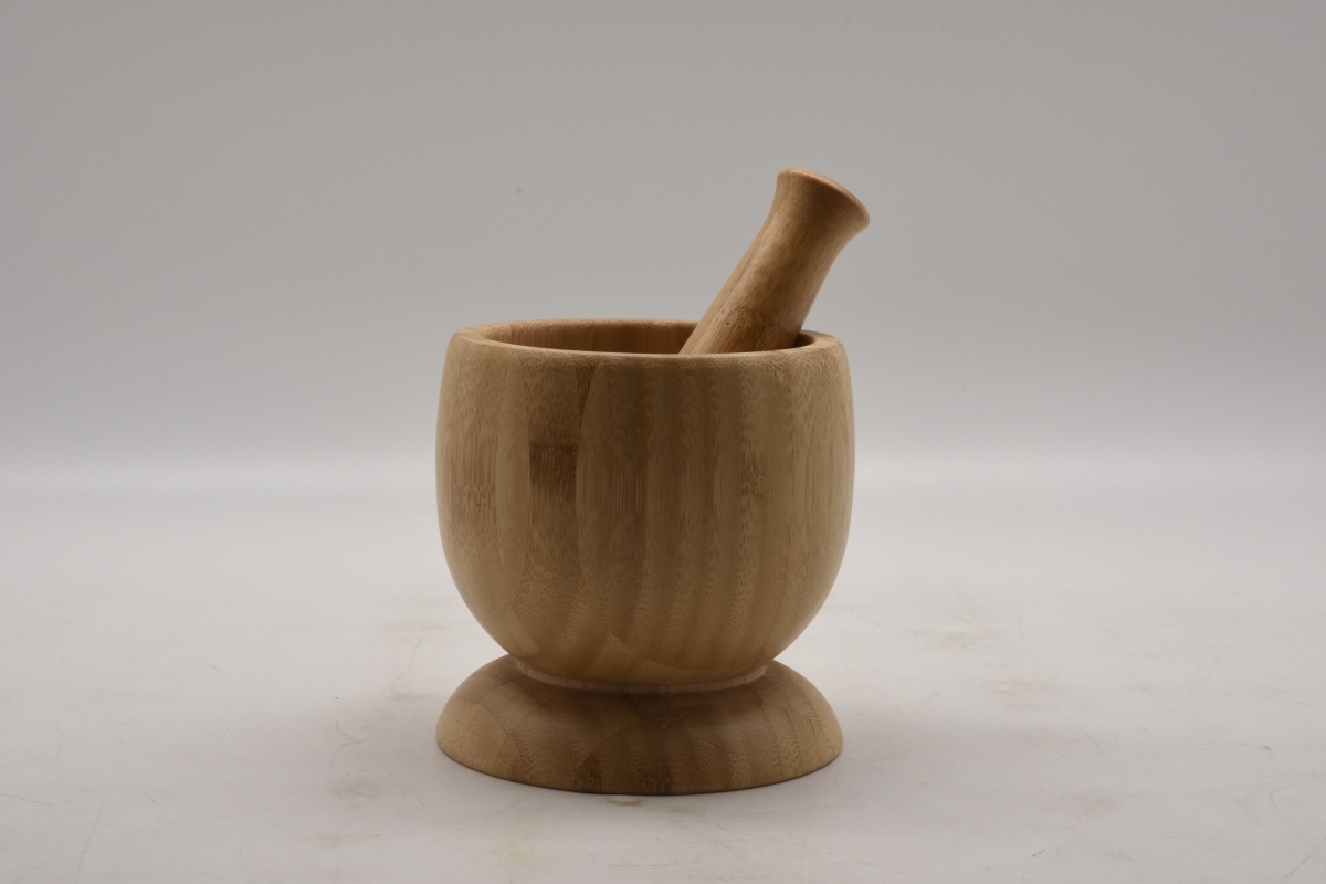 Picture of Heim Concept HC-MP00811B 18 x 11.8 cm Bamboo Mortar & Pestle, Brown