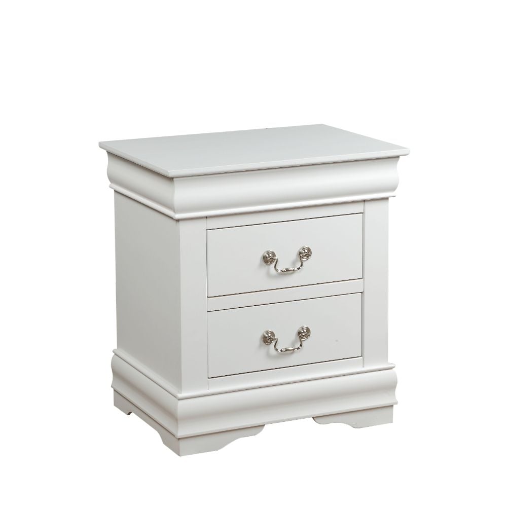 IF0005-01103-23833 24 x 21 x 15 in. Louis Philippe 2-Drawer Nightstand, Platinum