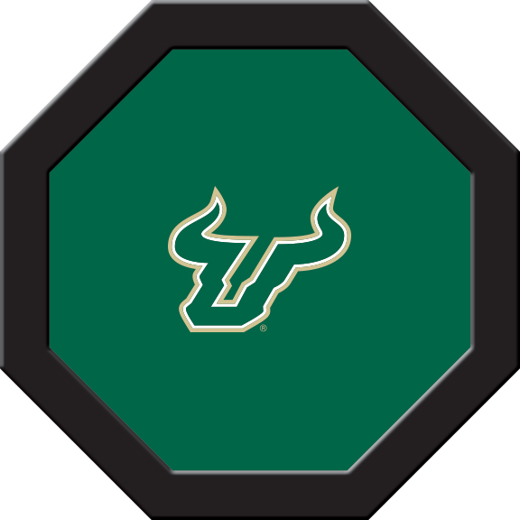 USFGTF111R South Florida Round Game Table Cloth, Bull U On Green