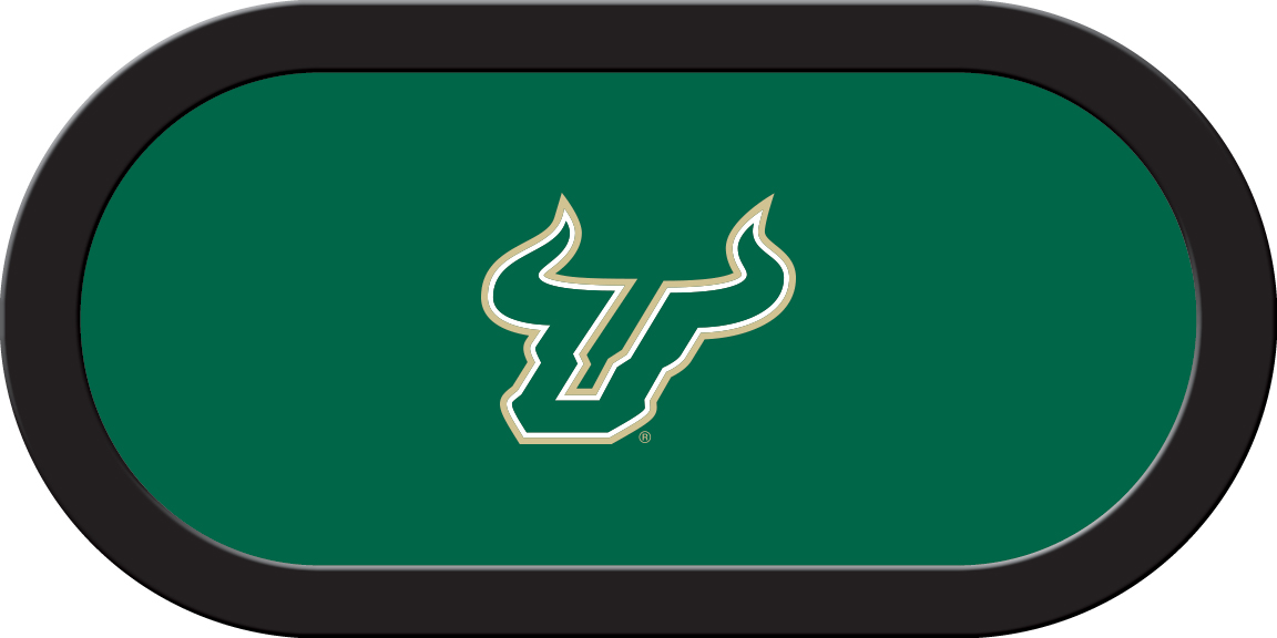USFGTF111TH South Florida Texas Holdem Game Table Cloth, Bull U On Green