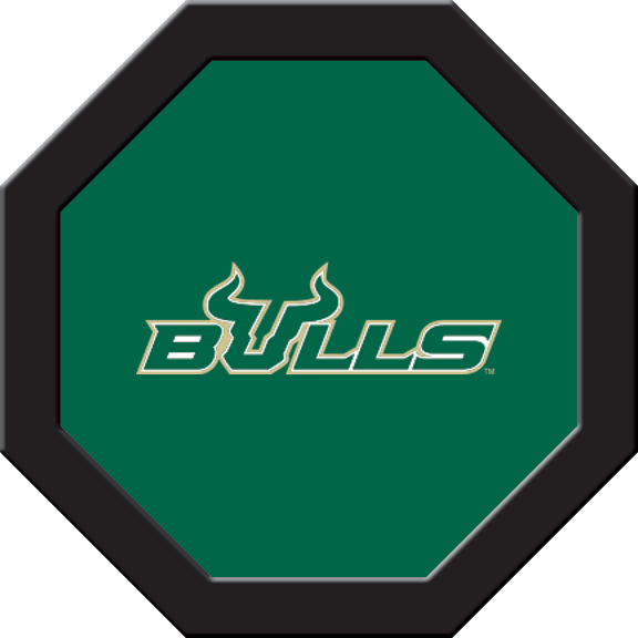 USFGTF311R South Florida Round Game Table Cloth, Bulls On Green