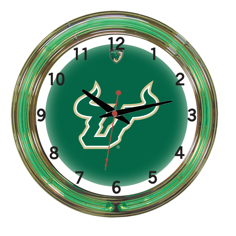 USFNWC100-18 South Florida 18 in. Neon Wall Clock, Green