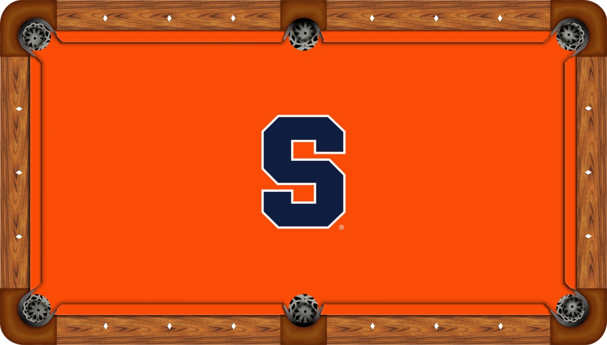 SYRBTF121-9R Syracuse 9 ft. Recreational Billiard Table Felt with Navy Block S Logo, Orange