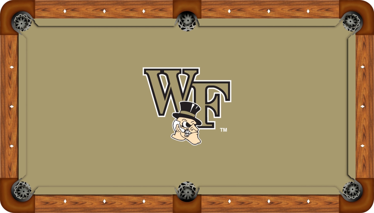 WFUBTF111-8R Wake Forest 8 ft. Recreational Billiard Table Felt-WF Demon Deacon Logo, Gold