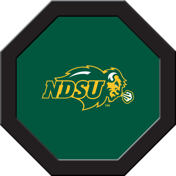 NDSGTF101R North Dakota State Round Game Table Cloth with NDSU Bison Logo on Green