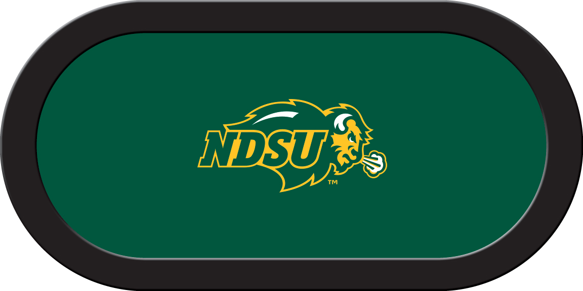 NDSGTF101TH North Dakota State Texas Holdem Game Table Cloth with NDSU Bison Logo on Green