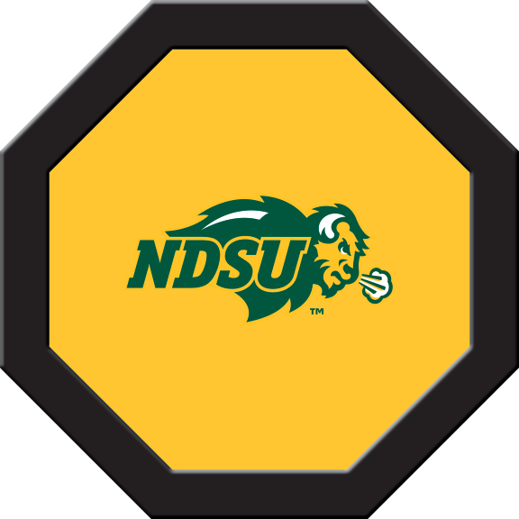 NDSGTF102R North Dakota State Round Game Table Cloth with NDSU Bison Logo on Yellow