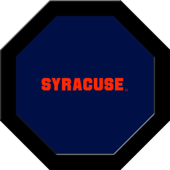 SYRGTF212R Syracuse Round Game Table Cloth with Orange Syracuse Logo on Blue