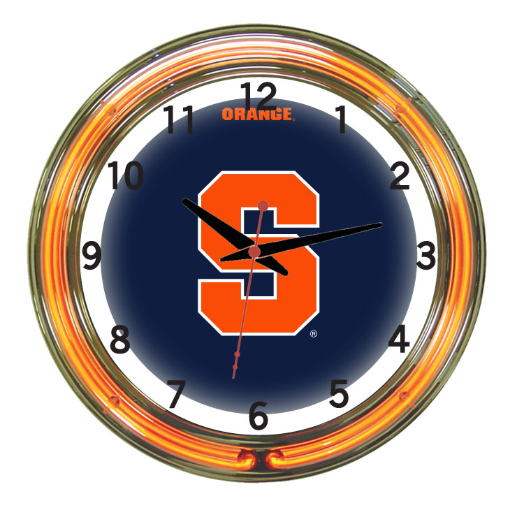 SYRNWC100-18 Syracuse 18 in. Neon Wall Clock, Blue Face & Orange Neon