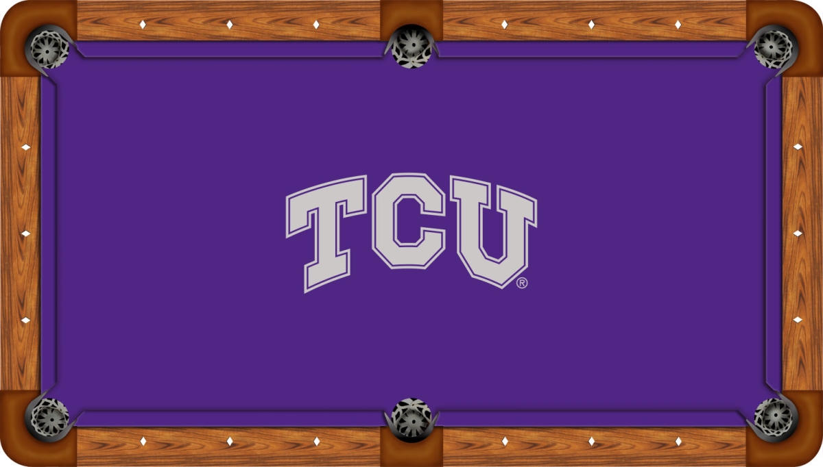 TCUBTF121-8R TCU 8 ft. Recreational Billiard Table Felt with Silver TSU Logo, Purple