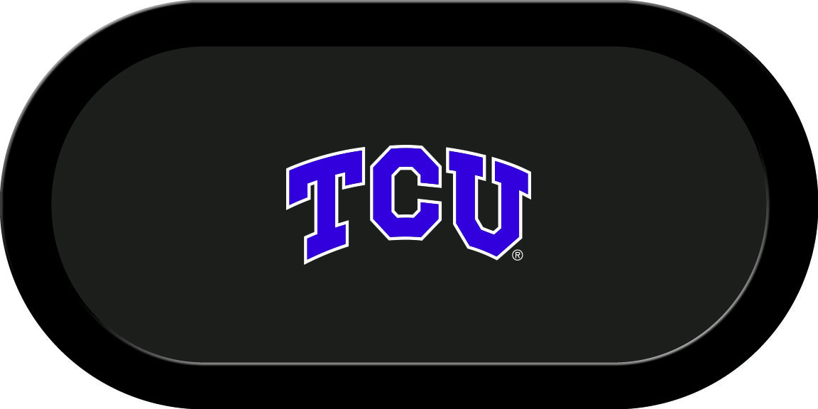 TCUGTF114TH TCU Texas Holdem Game Table Cloth with Purple TSU Logo, Black