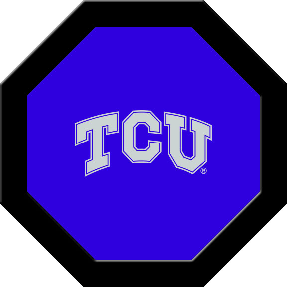 TCUGTF121R TCU Round Game Table Cloth with Silver TSU Logo, Purple