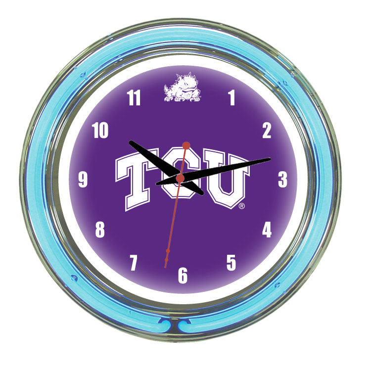 TCUNWC100-14 TCU 14 in. Neon Wall Clock, Purple Face & Blue Neon