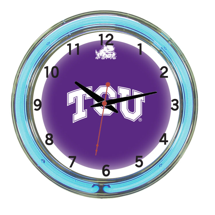 TCUNWC100-18 TCU 18 in. Neon Wall Clock, Purple Face & Blue Neon
