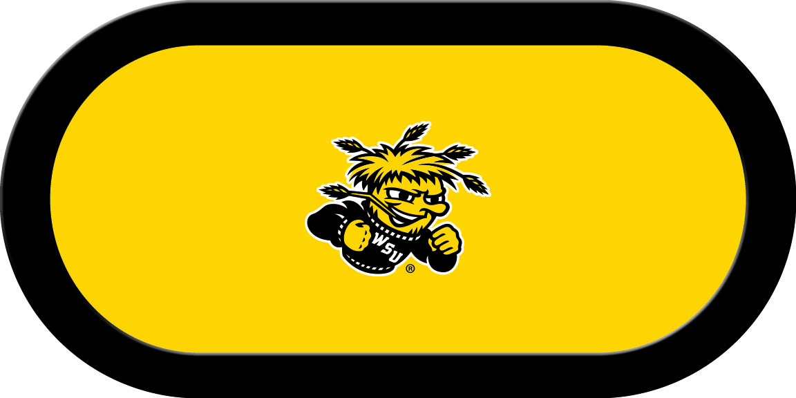 WSTGTF101TH Wichita State Texas Holdem Game Table Cloth with Wushock Logo, Yellow
