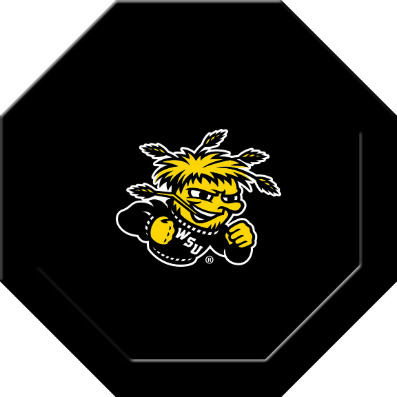 WSTGTF104R Wichita State Round Game Table Cloth with Wushock Logo, Black