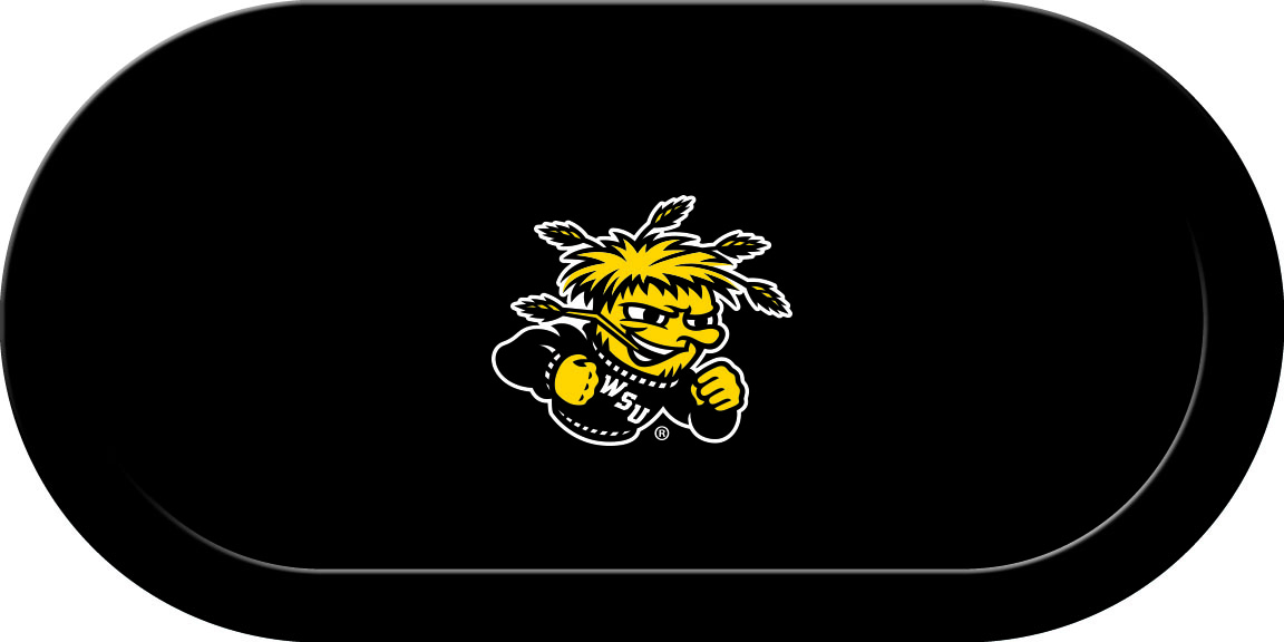 WSTGTF104TH Wichita State Texas Holdem Game Table Cloth with Wushock Logo, Black