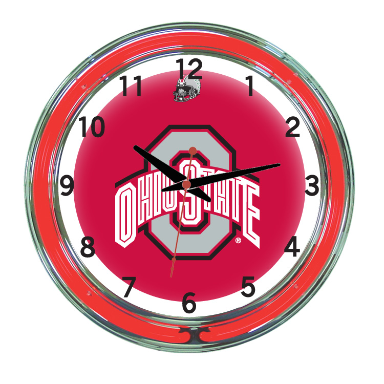 OSUNWC100-18 Ohio State 18 in. Neon Wall Clock, Scarlet Face & Red Neon