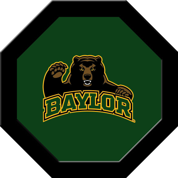 BAYGTF301R Baylor Round Game Table Cloth with Bear On Green Logo