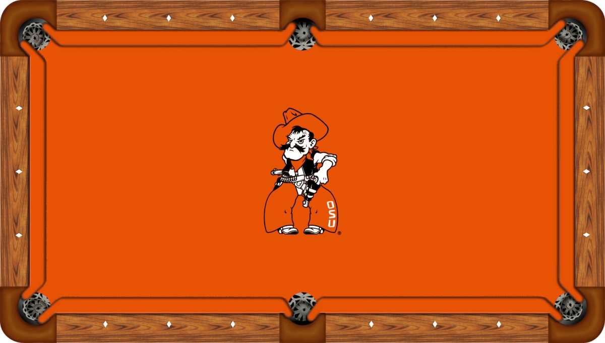 OKSBTF401-8R Oklahoma State 8 ft. Recreational Billiard Table Felt with Full Body Pete Logo, Orange