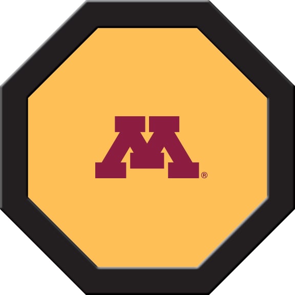 MINGTF112R Minnesota Round Game Table Cloth, Maroon M On Gold