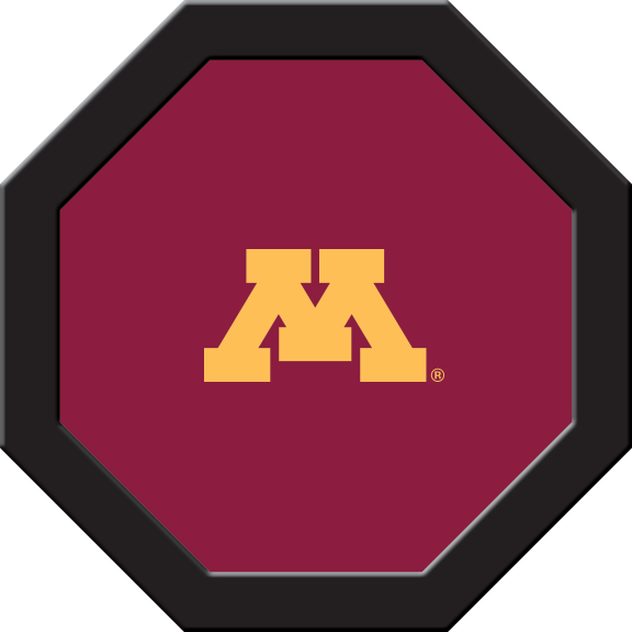 MINGTF121R Minnesota Round Game Table Cloth, Gold M On Maroon