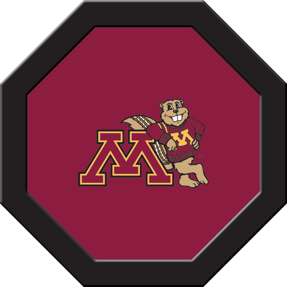 MINGTF301R Minnesota Round Game Table Cloth, Goldy with Block M On Maroon