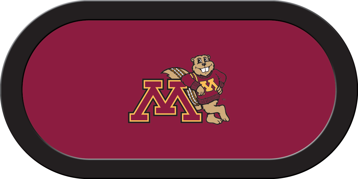 MINGTF301TH Minnesota Texas Holdem Game Table Cloth, Goldy with Block M On Maroon