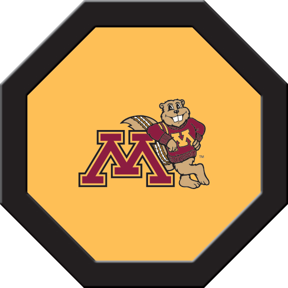 MINGTF302R Minnesota Round Game Table Cloth, Goldy with Block M On Gold