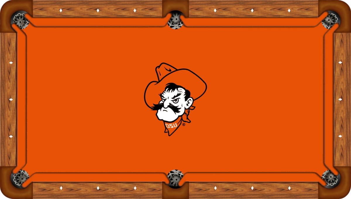 OKSBTF501-9R Oklahoma State 9 ft. Recreational Billiard Table Felt with Pete Head Logo, Orange