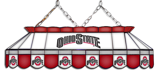 Wave 7 OSU-MVP1 Ohio State MVP 40 in. Pool Table Lamp - Red, Gray & White