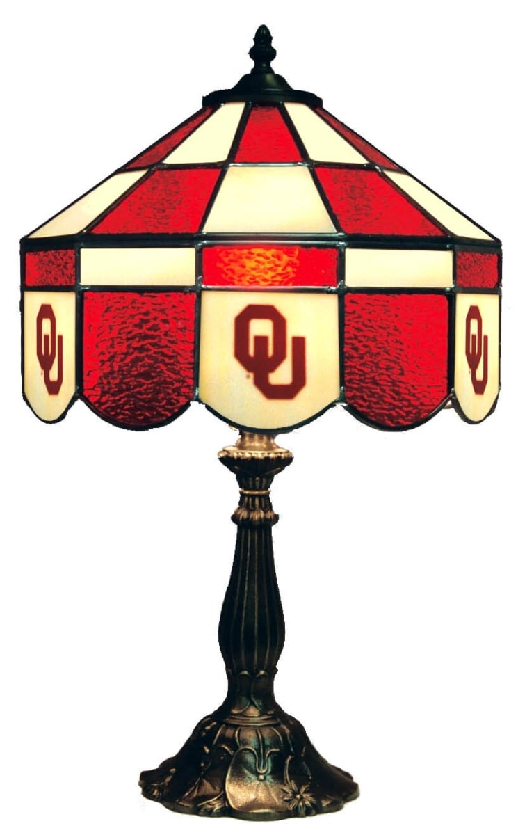 Wave 7 UOK-140EXTL Oklahoma 14 in. Executive Table Lamp - Crimson & Cream