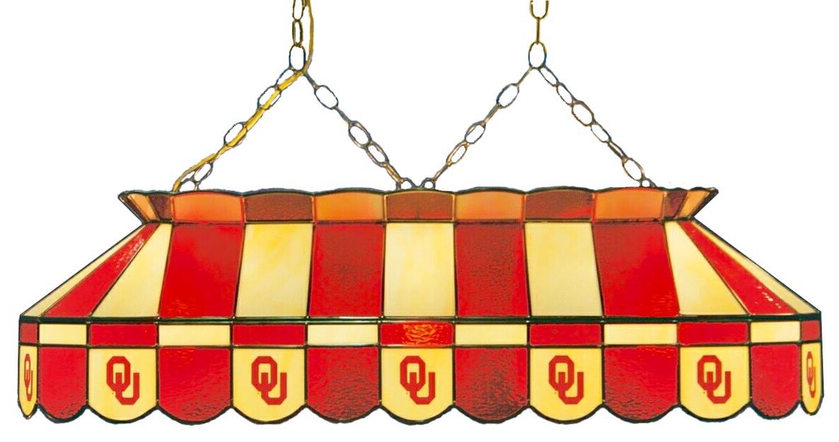 Wave 7 UOK-4112PT Oklahoma 40 in. Full-Size Pool Table Lamp - Crimson & Cream