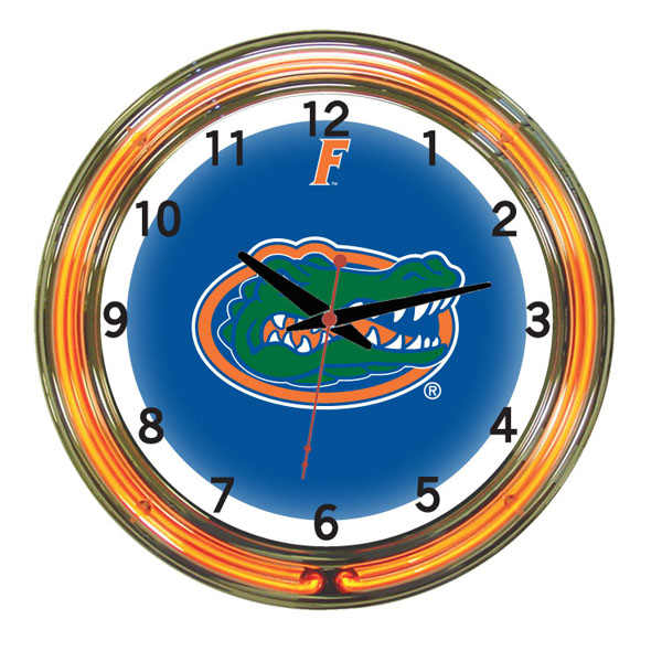 Wave 7 UFLNWC100-18 Florida Neon Wall Clock - 18 in. - Blue Face & Orange Neon