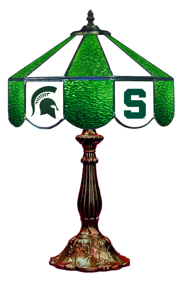 Wave 7 MSU-140TLN Michigan State 14 in. Table Lamp - Green & White