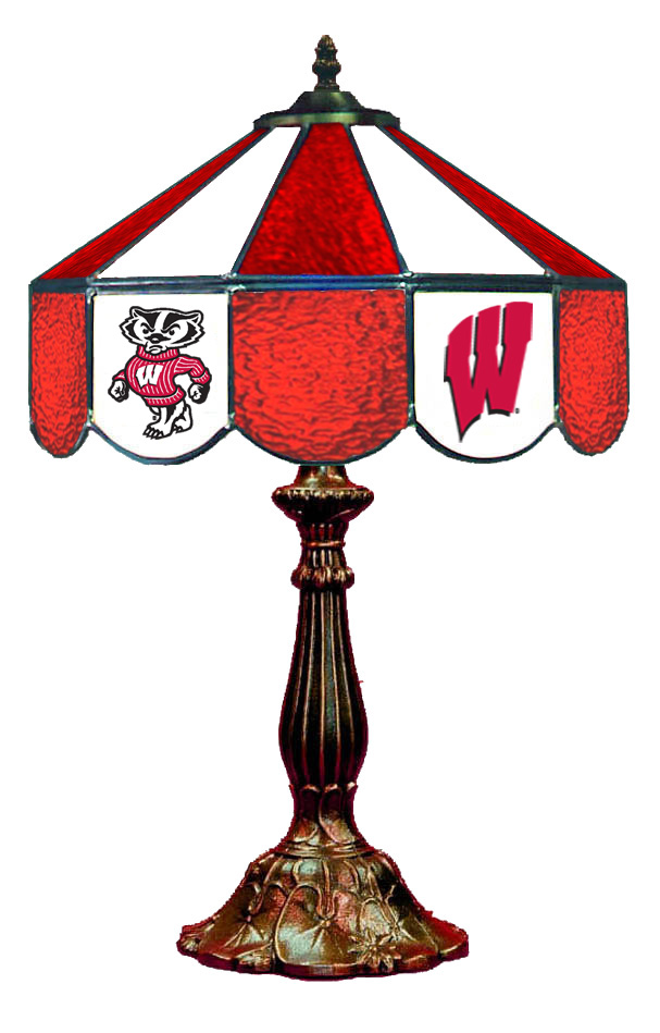 Wave 7 UWI-140TL Wisconsin 14 in. Table Lamp - Red & White