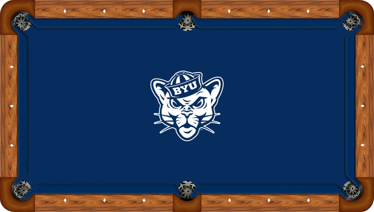 BYUBTF301-8R Brigham Young 8 ft. Recreational Billiard Table Felt with Cougar on Blue Logo