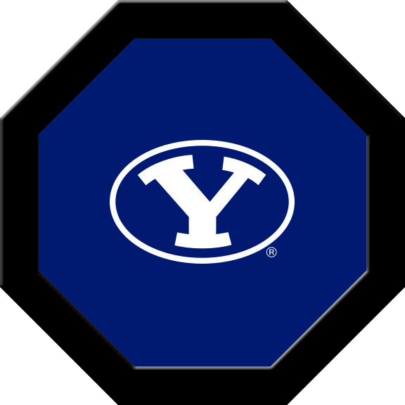 BYUGTF101R Brigham Young Round Game Table Cloth with Circle on Blue Logo