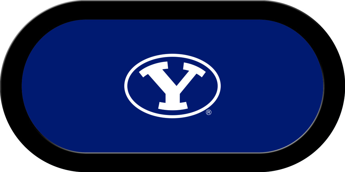 BYUGTF101TH Brigham Young Texas Holdem Game Table Cloth with Circle on Blue Logo