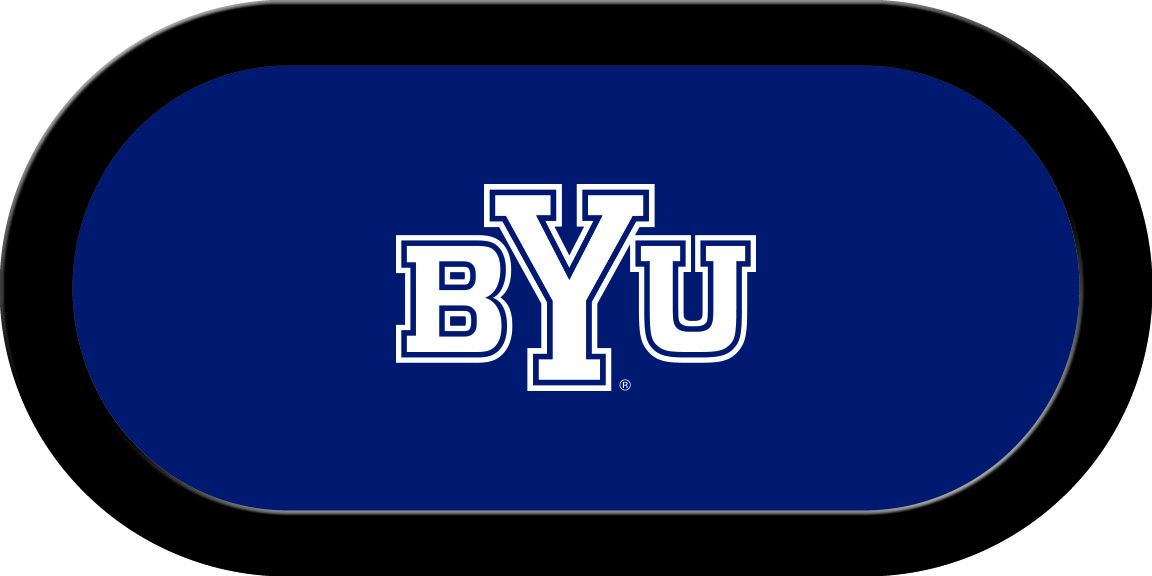 BYUGTF211TH Brigham Young Texas Holdem Game Table Cloth with BYU on Blue Logo