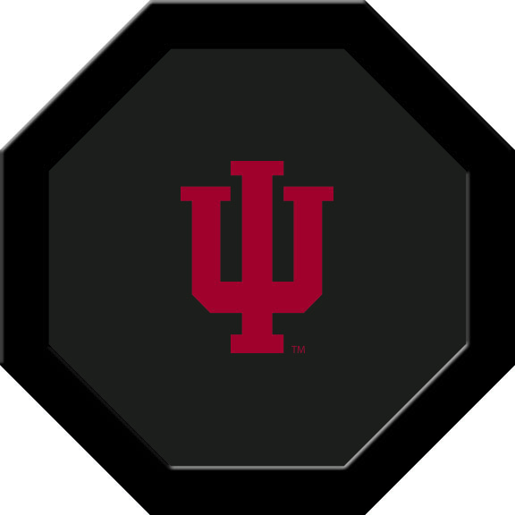 INDGTF114R Indiana Round Game Table Cloth with IU on Black Logo