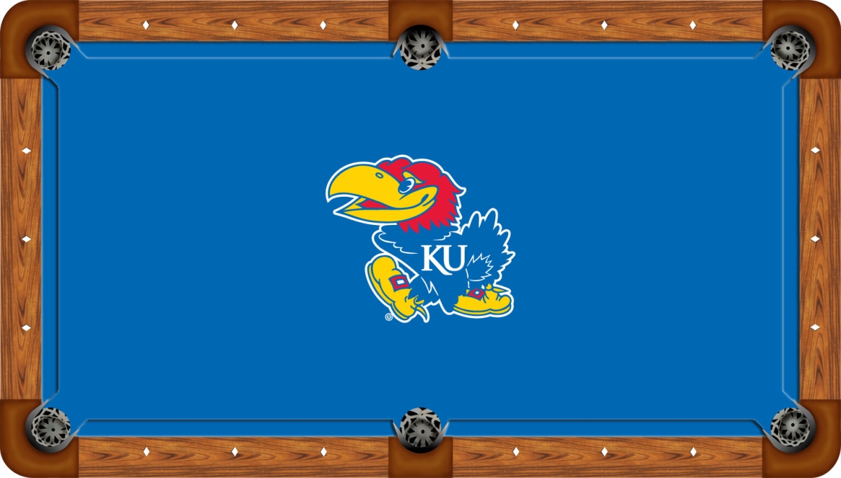KANBTF101-9R Kansas 9 ft. Recreational Billiard Table Felt with Jayhawk Logo, Blue