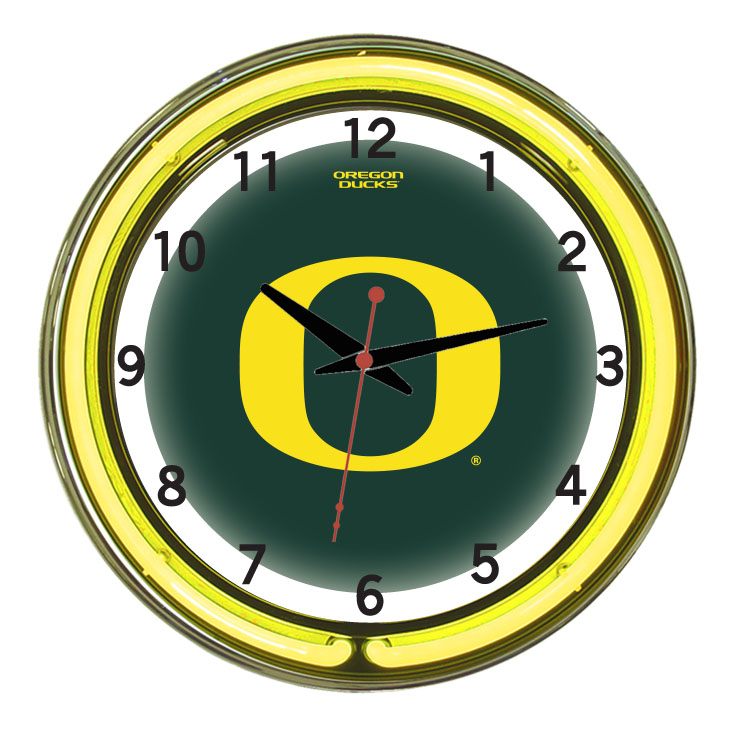 ORENWC100-18 Oregon 18 in. Neon Wall Clock, Green Face & Yellow Neon
