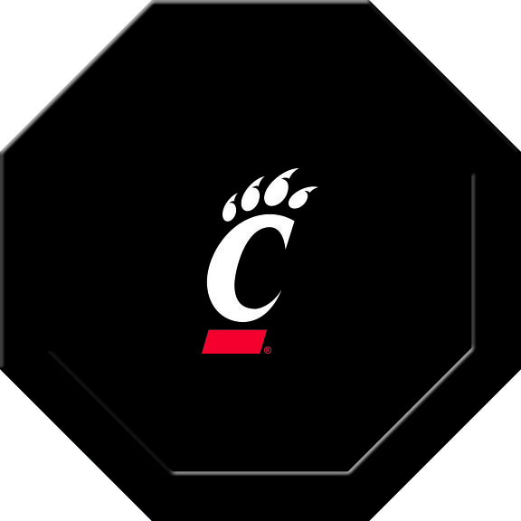 CINGTF134R Cincinnati Round Game Table Cloth with Block C on Black