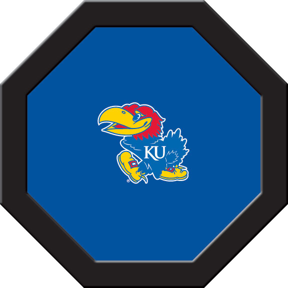 KANGTF101R Kansas Round Game Table Cloth with Jayhawk Logo, Blue