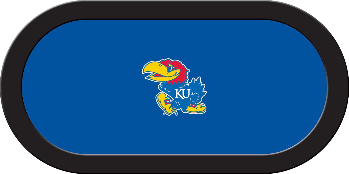 KANGTF101TH Kansas Texas Holdem Game Table Cloth with Jayhawk Logo, Blue