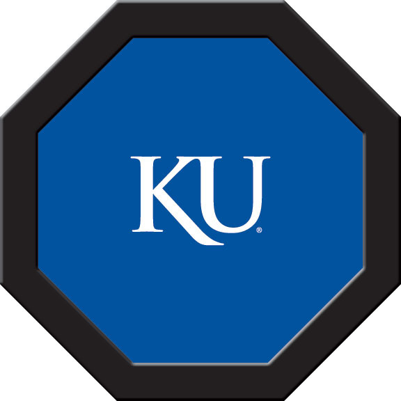 KANGTF231R Kansas Round Game Table Cloth with KU Logo, Blue